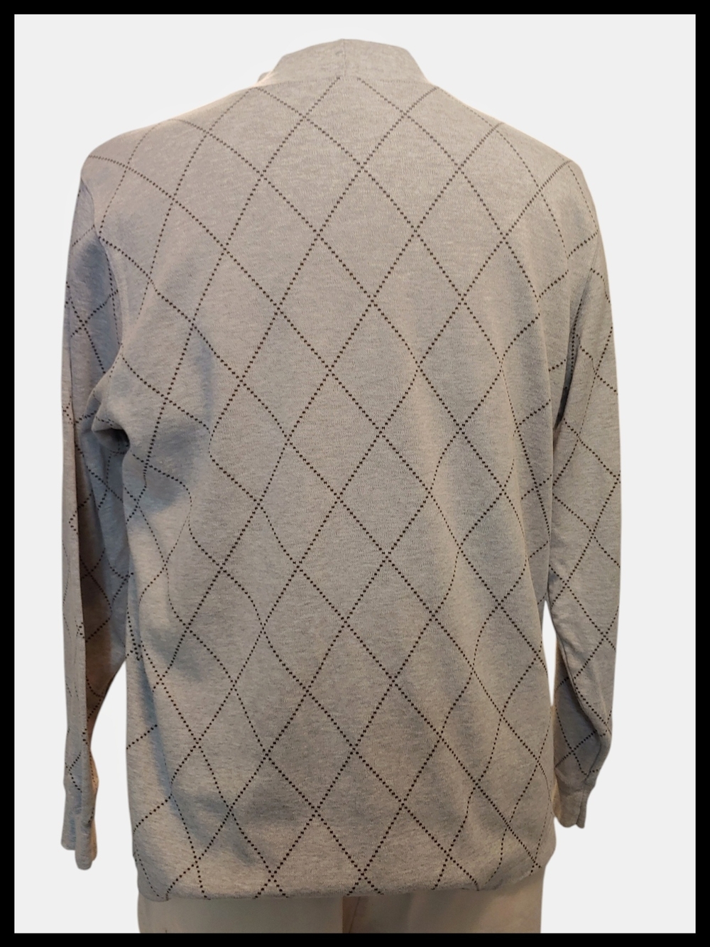 Lands' End Gray Diamond-Pattern Mock Turtleneck - Picture 2 of 4